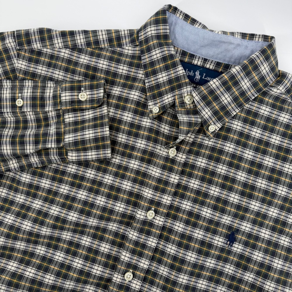 Ralph Lauren‎ Classic Plaid Button Down Shirt Men Large Long Sleeve Navy Green